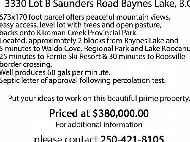 Beautiful 2.5 Acre Parcel In Baynes Lake