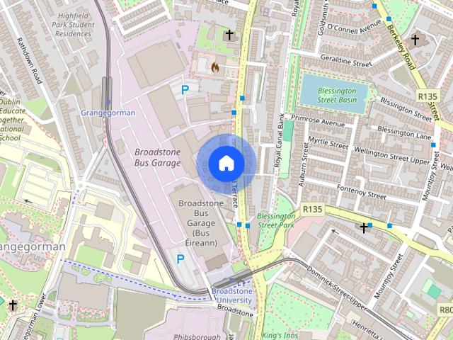 Bed in a bright triple bedroom, near the Grangegorman campus of Technological University