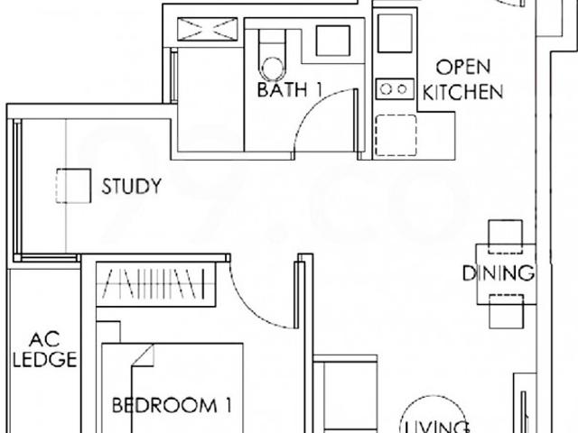 Bedok Residences Condominium For Rent, $3,650, 1 Bed 1 Bath 517 sqft $7.06 psf