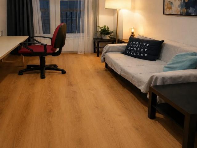 Bedroom & Living Room with Church View