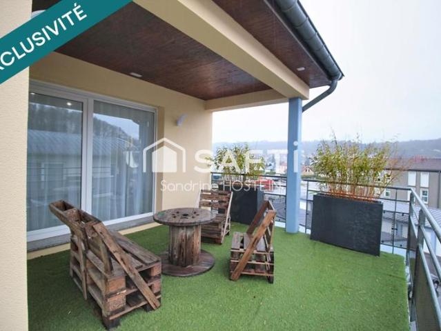 Bel appartement de 93m2 avec terrasses, cave et garage!