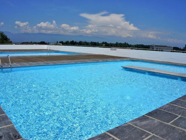 Bel appartement traversant au rez supérieur dans un immeuble avec piscine sur le toit | dreamo. Ch