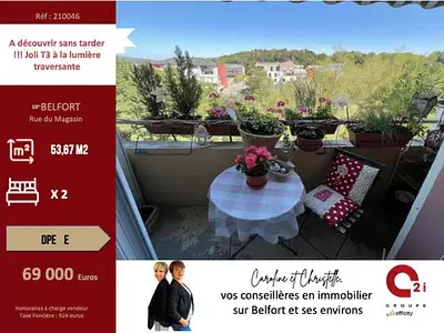 Belfort 90000 Achat / Vente appartement 3 pièces t3 au dernier étage cave