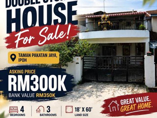 Below Bank Value Double Storey House 4R3B Pakatan Jaya Bercham