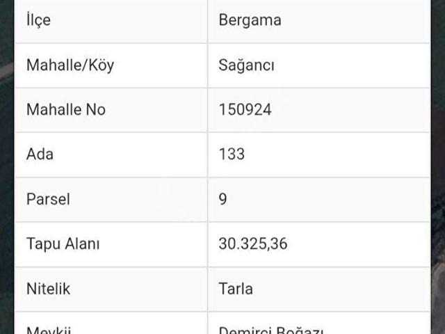 Bergama Organize Sanayi Yakını Sağancı Mahallesi Satılık Tarla
