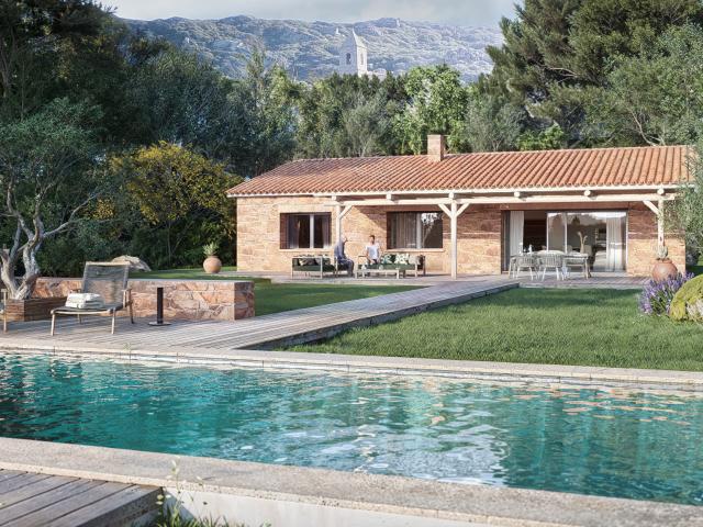 Bergerie neuve avec piscine à Figari, cadre authentique et paisible