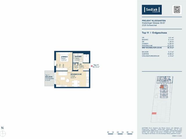 BEZUGSFERTIG! gut aufgeteilte 2 Zimmer Wohnung mit Balkon inkl. KÜCHE_Top 11_PROVISIONSFREI!_Wohnen im Kleegarten