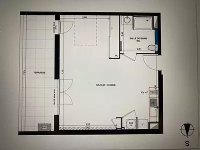 Béziers 34500 Achat / Vente appartement 1 pièce t1 terrasse