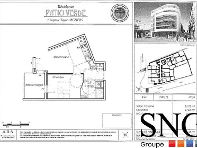 Béziers 34500 Location appartement 2 pièces t2 parking