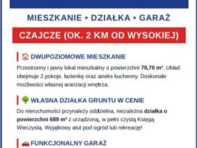 Bezpośrednio, Czajcze, 70 m² Dom