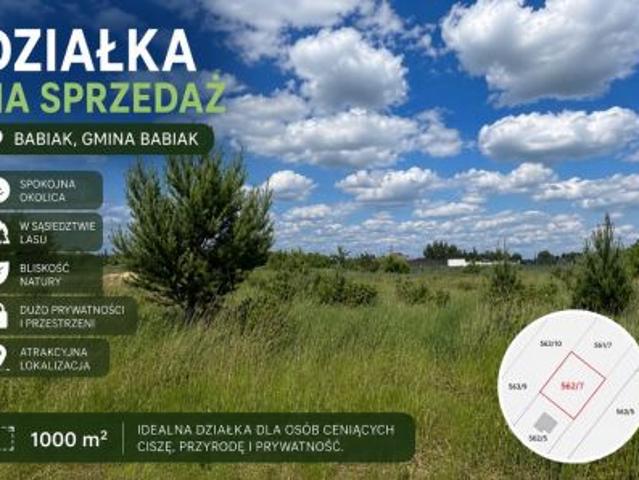 Bezpośrednio, Babiak, 1000 m² Działka