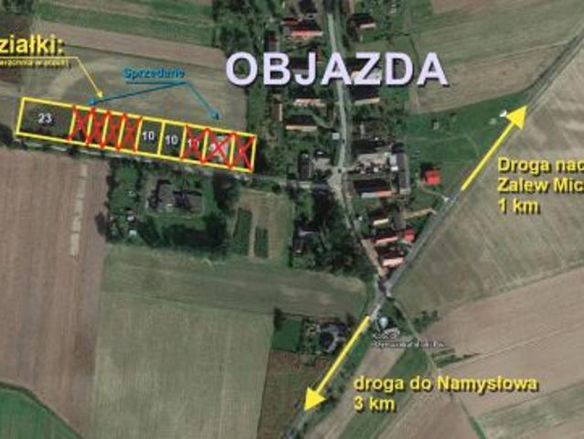 Bezpośrednio, Objazda, 1000 m² Działka