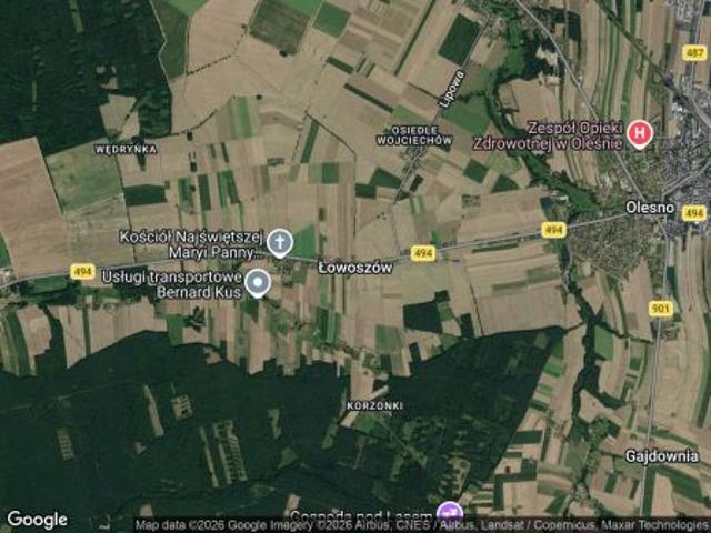 Bezpośrednio, Łowoszów, ul. Krzywa, 2500 m² Działka