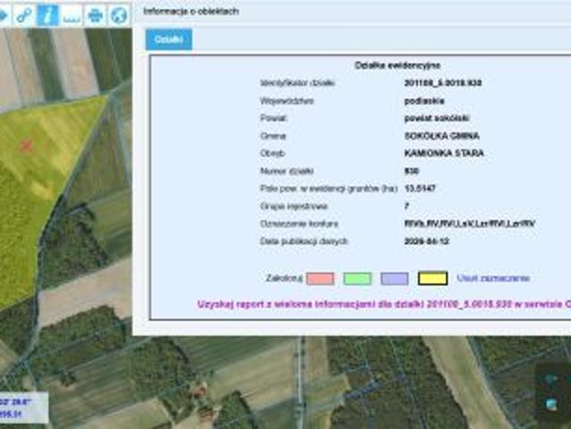 Bezpośrednio, Stara Kamionka, 135000 m² Działka