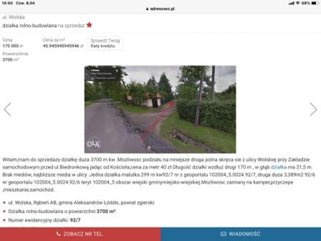 Bezpośrednio, Rąbień, ul. Wolska, 300 m² Działka
