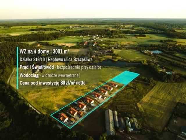 Bezpośrednio, Reptowo, ul. Szczęśliwa, 3001 m² Działka