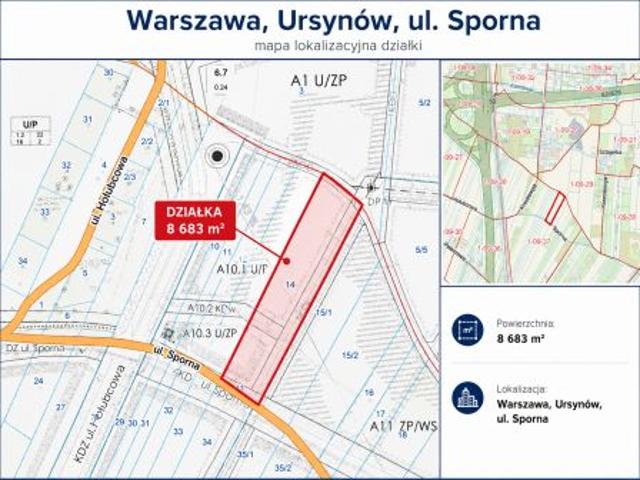 Bezpośrednio, Warszawa, Ursynów, ul. Sporna, 8683 m² Działka