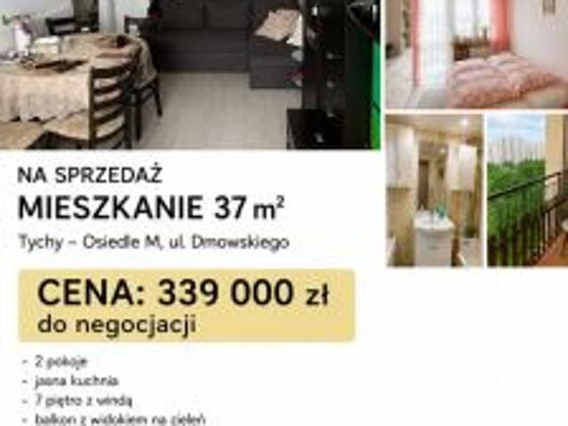 Bezpośrednio, Tychy, ul. Romana Dmowskiego, 37 m² Mieszkanie