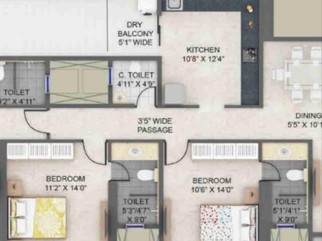 Bhandari 43 Privet Drive 3 Bedroom 1620 Sq. Ft. Apartment in Balewadi Pune Listing ID: #10157