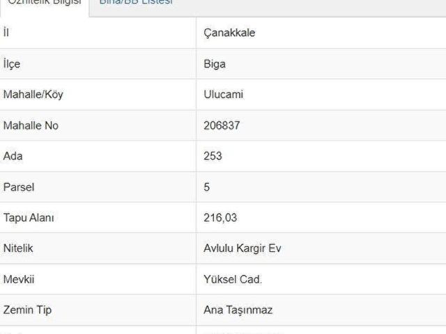 BİGA KARABİGA'DA DENİZE 400m 216m2 ARSA İÇİNDE EV