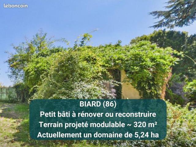 BIARD 86580, terrain constructible avec bâtiment existant 320 m² modulable selon projet
