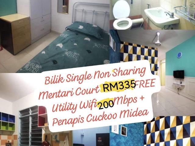 Bilik Single Lelaki Mentari Court Bandar Sunway Petaling Jaya Fully Furnish Free WiFi Coway Midea
