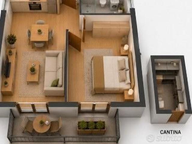 Bilocale arredato con cantina Angera