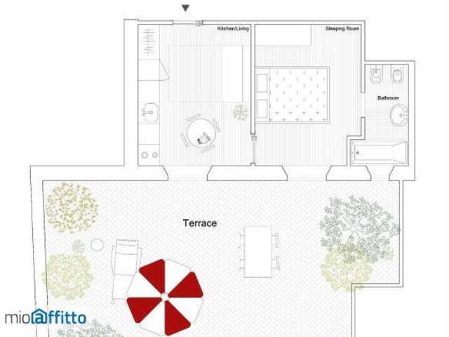 Bilocale arredato con terrazzo Chiesa rossa, cermenate, ripamonti