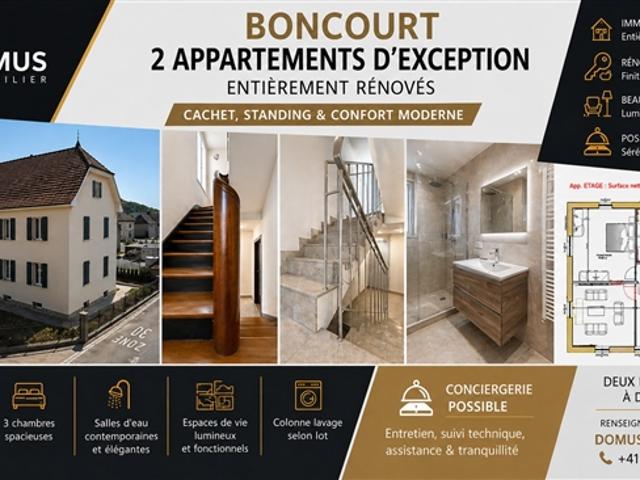 BONCOURT – Zwei außergewöhnliche Wohnungen, komplett renoviert | Ab 106 m² | Ansehen & Ansehen
