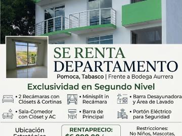 Bonito departamento frente a Bodega Aurrera POMOCA $6,000.00