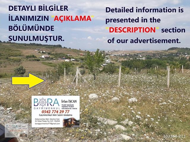 BORA'dan, Yalova Merkez Elmalık'ta, 413 m DENİZ MANZARALI ARSA