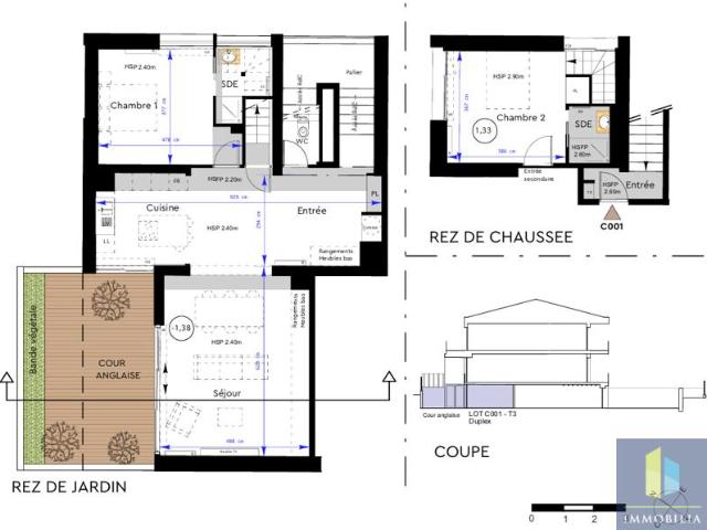 BORDEAUX CITÉ ADMINISTRATIVE APPARTEMENT DUPLEX 3 PIECES NEU