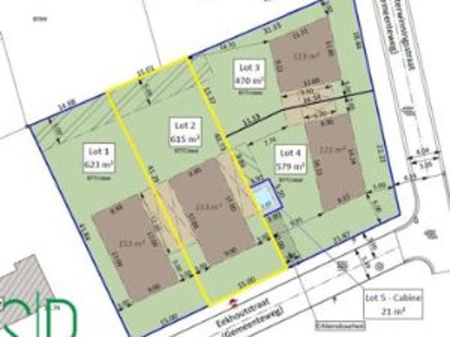 Bouwgrond open bebouwing van 615 m² op groene en rustige loc