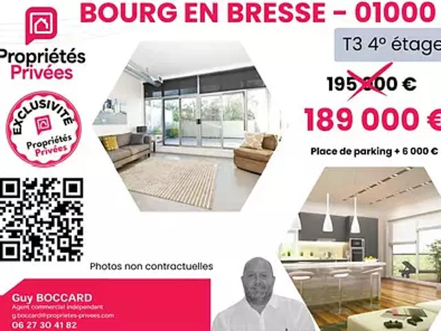 Bourg en Bresse 01000 Achat / Vente appartement 3 pièces t3 au dernier étage balcon