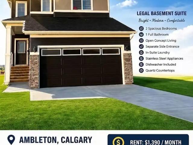 Brand New Legal 2 Bedroom Basement Suite for Rent – Ambleton, Calgary NW