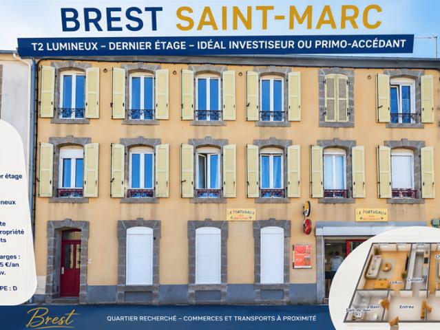 BREST SAINT MARC DERNIER ÉTAGE T2 T3 LUMINEUX IDÉAL PR