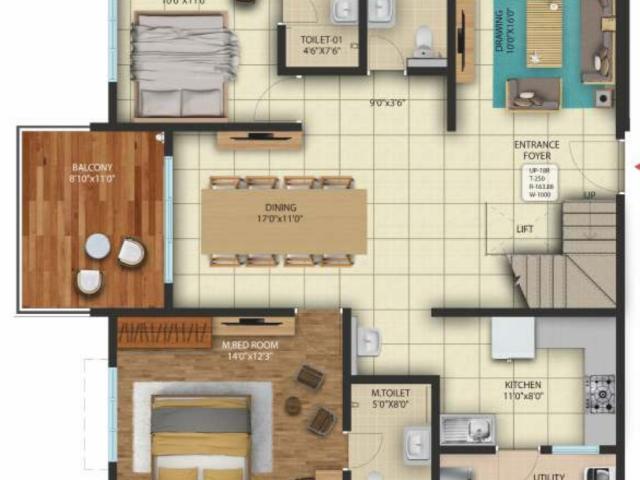 Brigade Enclave 4 Bedroom 2635 Sq. Ft. Apartment in Erragadda Hyderabad Listing ID: #9999