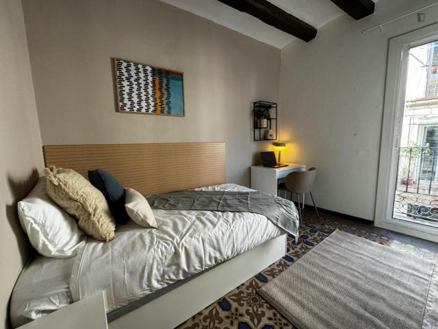 Bright single bedroom with a balcony, in El Raval