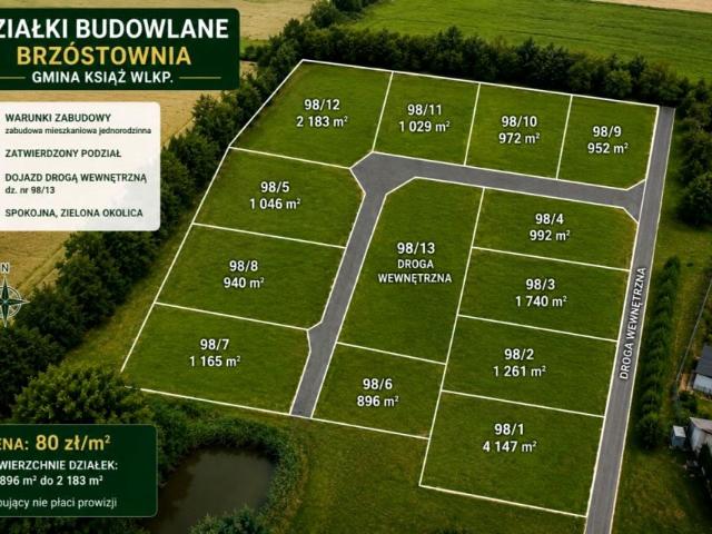 Działka 896 m², Brzóstownia