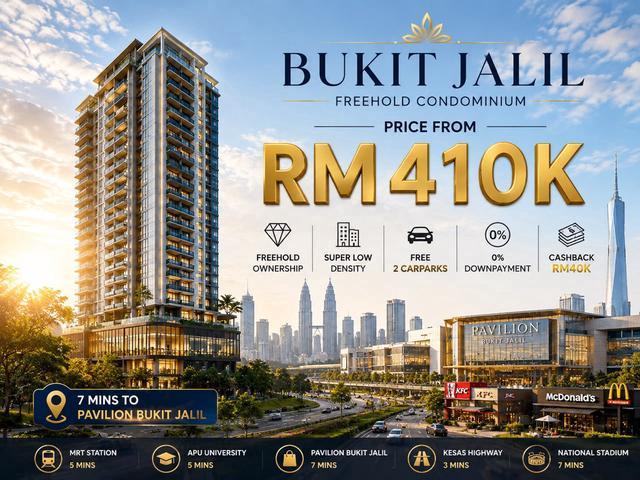 Bungolow Condo FREEHOLD Big BalconyNear Bukit Jalil MRT School