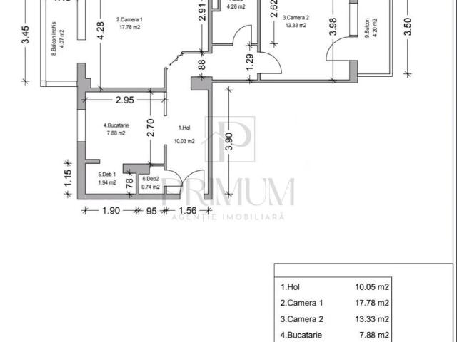 BUCOVINA 2 camere, decomandat, etaj intermediar, 2 balcoane, model ma