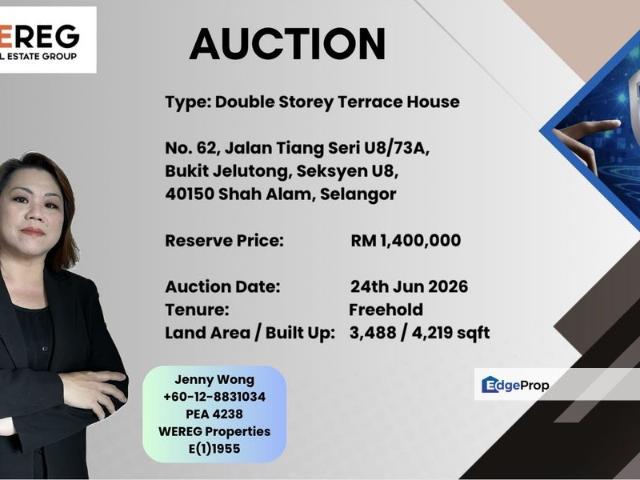 Bukit Jelutong, Seksyen U8, Shah Alam, Selangor, Malaysia_Double Storey Terrace FOR AUCTION
