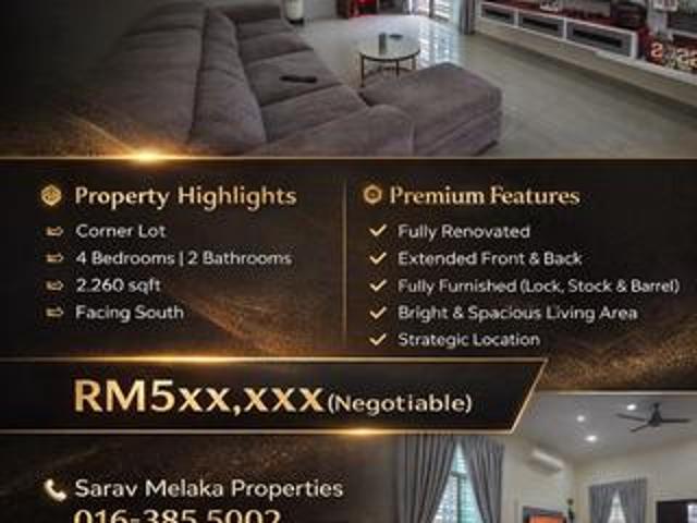 Bukit Katil Saujana Tehel Corner Single Storey Terrace