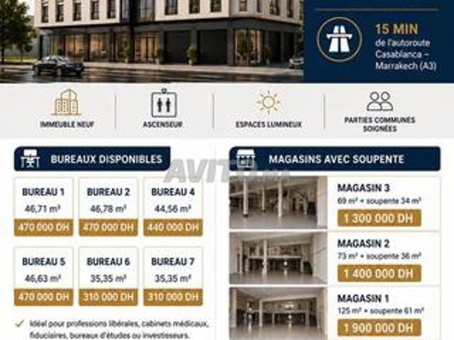 Bureaux & magasins à vendre – hay moulay rachid