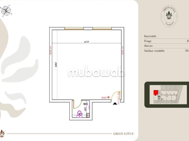 Bureaux en vente à Nearshore Valley. Surface totale 51 m²