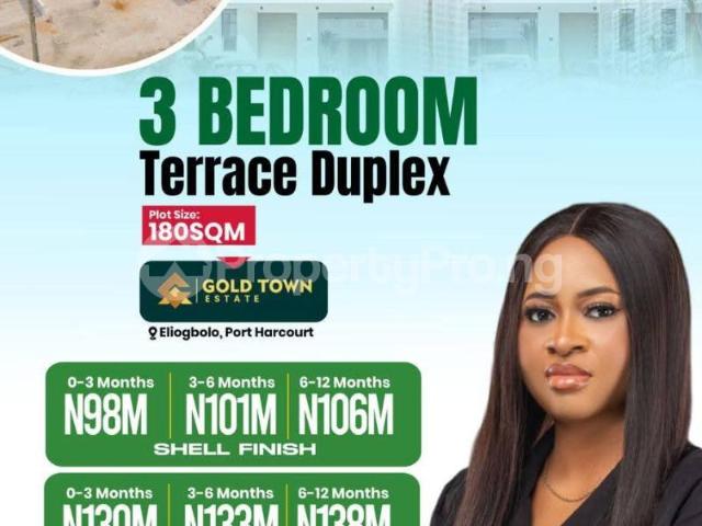 Buy 3 Bedroom Terrace Duplex in Eliozu, Port Harcourt Rivers 1MTJV | PropertyPro Nigeria