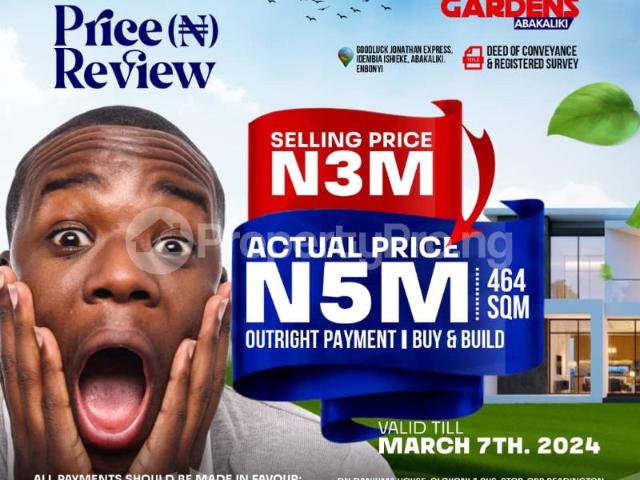 Buy Land 464sqm in Abakaliki Ebonyi 8LBKQ | PropertyPro Nigeria