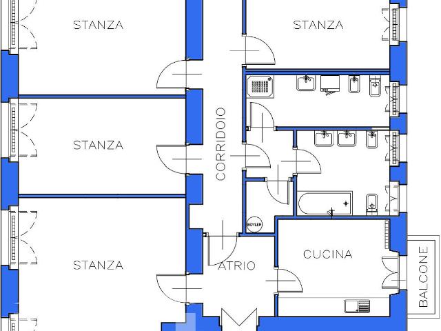 BZ M W01021 Grande appartamento in Piazza della Vittoria nel cortile con balcone