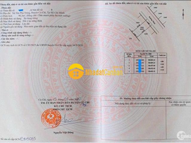 Cần bán nhà 90m2 đường số 64 tân phú trung, củ chi, 620tr bao sổ. Lh 0796666