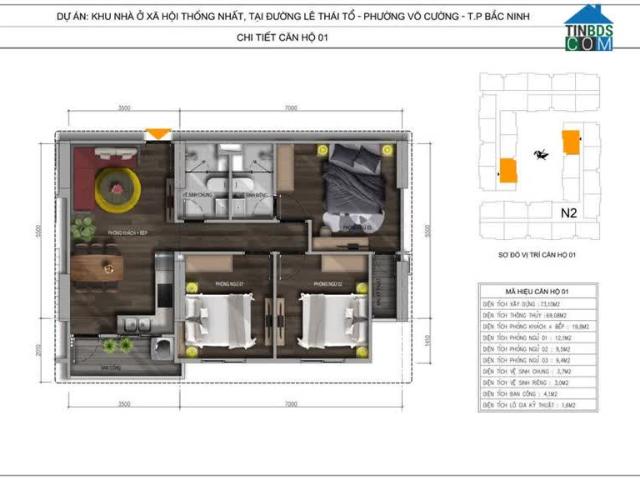 Cần bán căn hộ 3Pn tại TP. Bắc Ninh giá chỉ từ 800tr